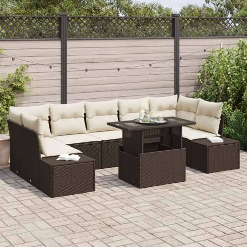 Set od 8 vrtnih sofa s jastučićima smeđi poli ratan Cijena