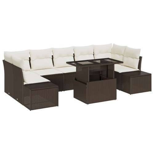 Set od 8 vrtnih sofa s jastučićima smeđi poli ratan Cijena
