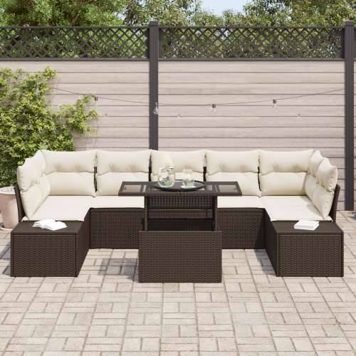 Set od 8 vrtnih sofa s jastučićima smeđi poli ratan Cijena