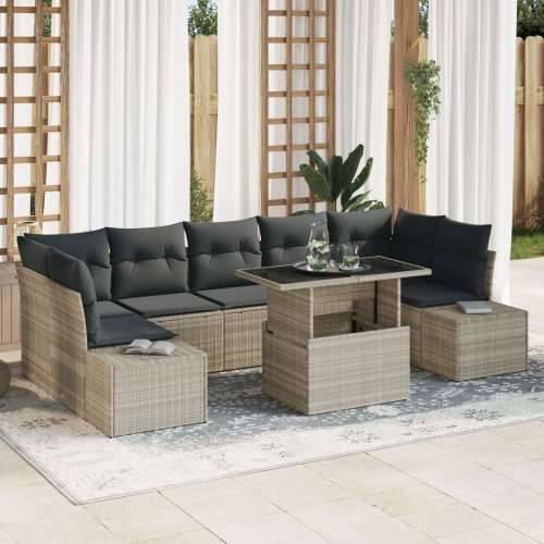 set garniture za vrt s jastučićima svijetlosive boje poli ratana Cijena