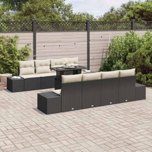 set od 9 dijelova vrtnih sofa s jastučićima crni poli ratan Cijena