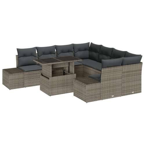Set od 9 vrtnih sofa s jastučićima Siva Poli Ratan Cijena