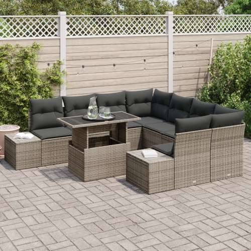 Set od 9 vrtnih sofa s jastučićima Siva Poli Ratan Cijena
