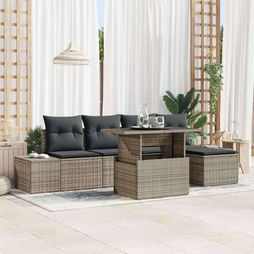 set od 6 komada vrtnih sofa s jastučićima siva poli ratana Cijena