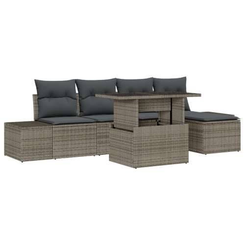 set od 6 komada vrtnih sofa s jastučićima siva poli ratana Cijena