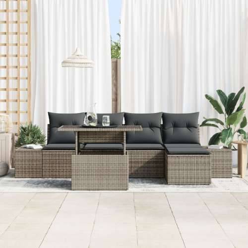 set od 6 komada vrtnih sofa s jastučićima siva poli ratana Cijena