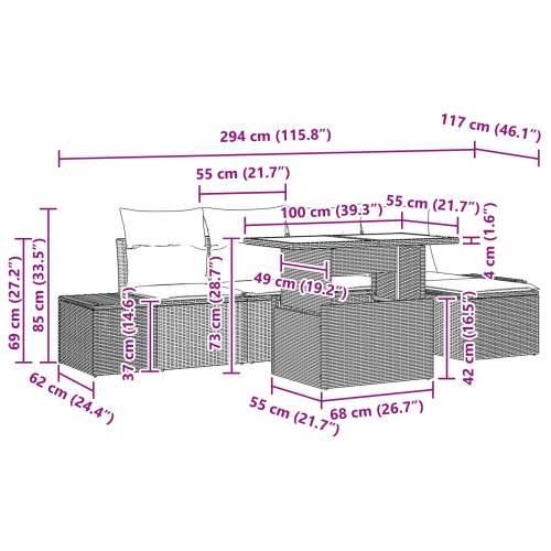 set od 6 komada vrtnih sofa s jastučićima siva poli ratana Cijena