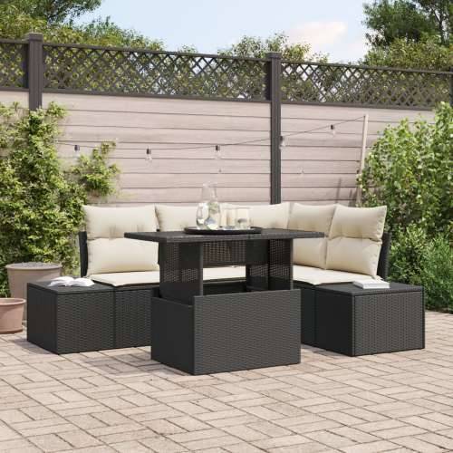 5-dijelni vrtni sofa set s jastučićima crni poli ratan Cijena