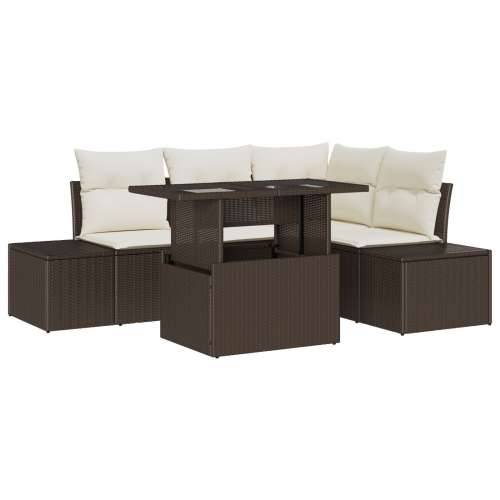 set od 5 dijelova vrtnih sofa s jastučićima smeđi poli ratan Cijena