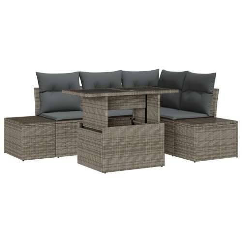 5 dijelni vrtni sofa set s jastučićima sivo poli ratan Cijena