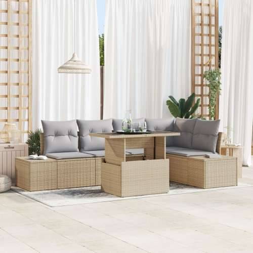 6-dijelni Vrtni Sofa Set s Jastučićima Bež Poli Ratan Cijena