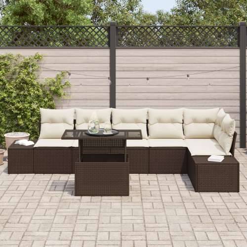 set vrtnih sofa od 7 dijelova s jastučićima smeđeg poli ratana Cijena