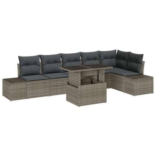 Vrtna garnitura - 7-dijelni set vrtnih sofa s jastučićima sivi polyratan Cijena