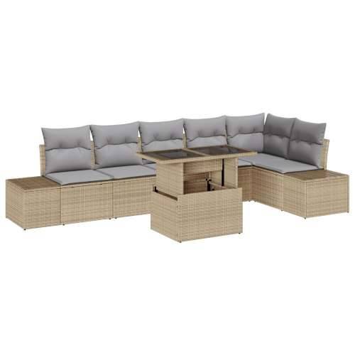 7-dijelni vrtni sofa set s jastučićima bež poli ratan Cijena