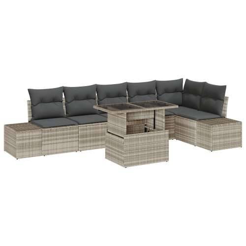 Set vrtnih sofa od 7 dijelova s jastučnicama svijetlo sive boje Cijena