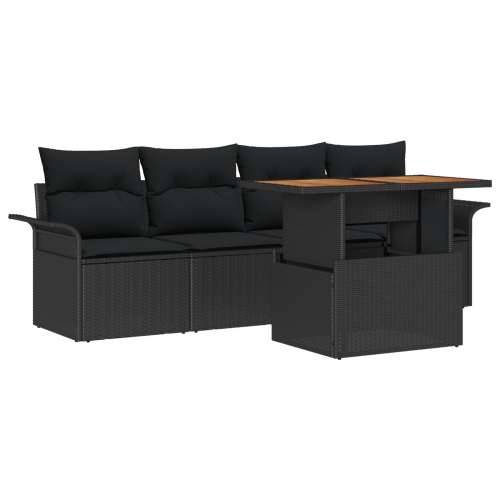 set od 5 delova vrtnog sofa s jastučićima crni poli ratan akacija Cijena