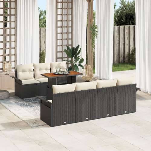 set od 8 vrtnih sofa s jastučićima Crni Poli Ratan Akacija Cijena