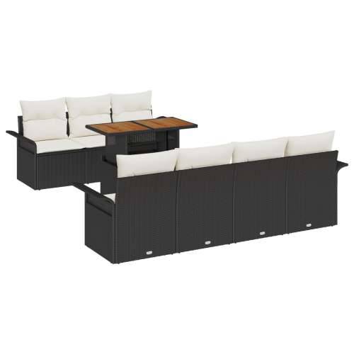 set od 8 vrtnih sofa s jastučićima Crni Poli Ratan Akacija Cijena