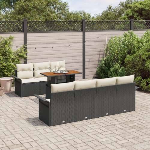 set od 8 vrtnih sofa s jastučićima Crni Poli Ratan Akacija Cijena