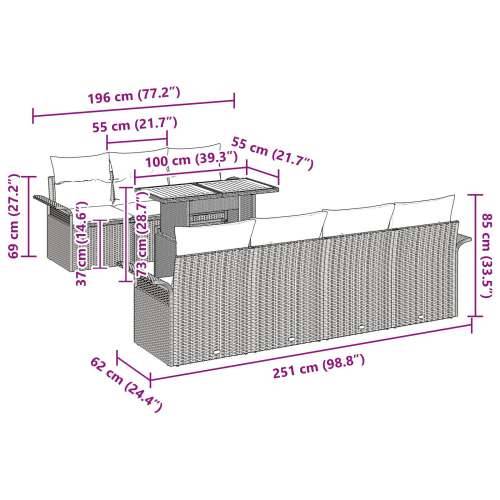 set od 8 vrtnih sofa s jastučićima Crni Poli Ratan Akacija Cijena