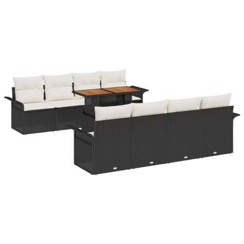 Set od 9 komada vrtnih sofa s jastucima crno poli ratan akacija Cijena