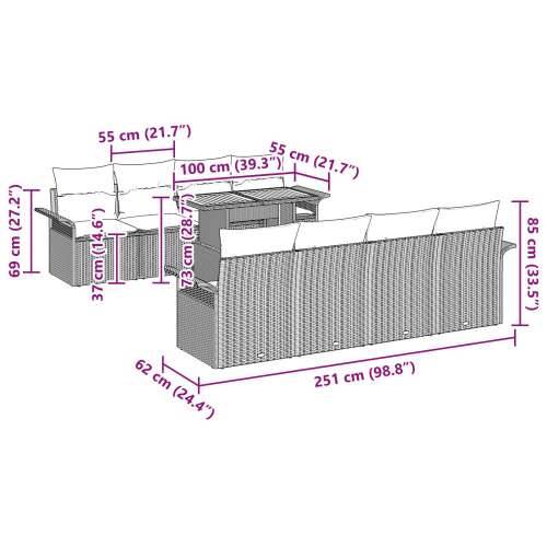 Set od 9 komada vrtnih sofa s jastucima crno poli ratan akacija Cijena