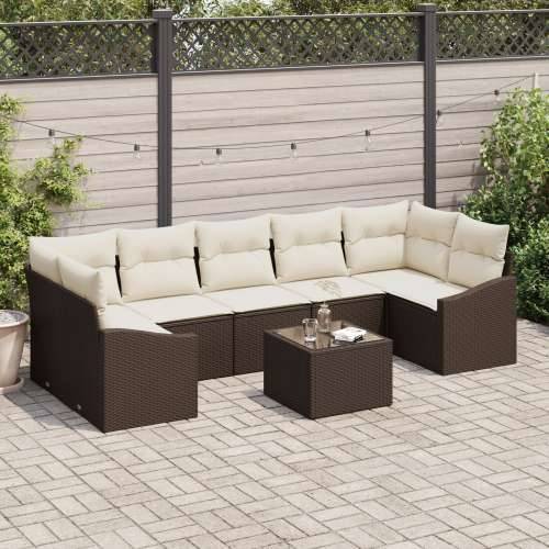 set od 8 vrtnih sofa s jastučićima smeđi poli ratan Cijena