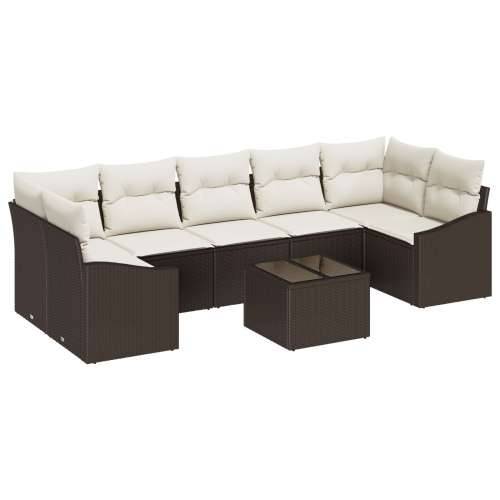 set od 8 vrtnih sofa s jastučićima smeđi poli ratan Cijena