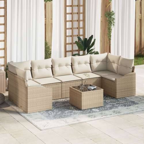 8-dijelni vrtni sofa set s jastučićima Bež Poli Ratan Cijena