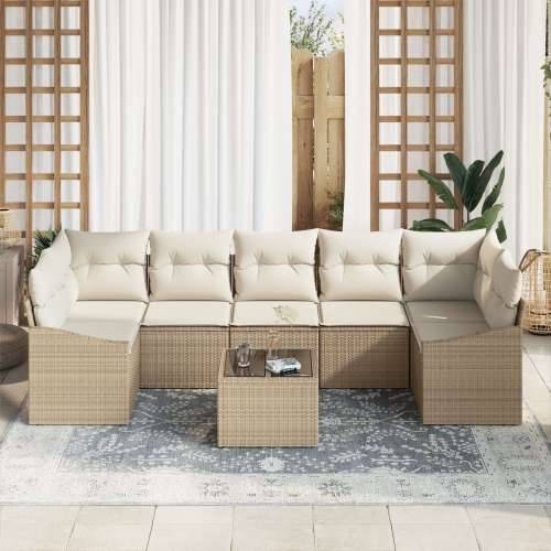 8-dijelni vrtni sofa set s jastučićima Bež Poli Ratan Cijena