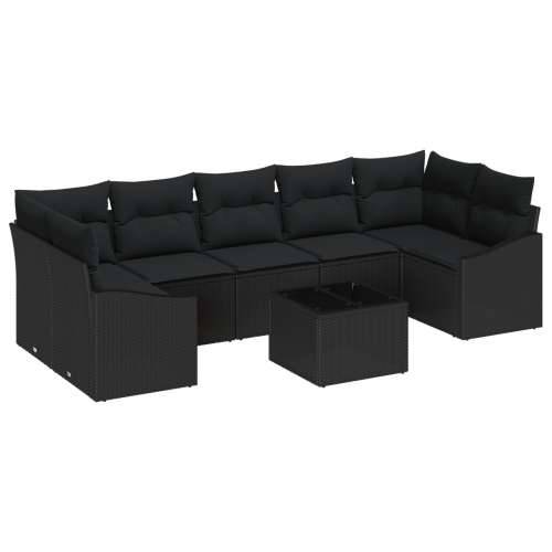 Vrtna garnitura - 8-dijelni set vrtnih sofa s jastučićima crni poli ratan Cijena