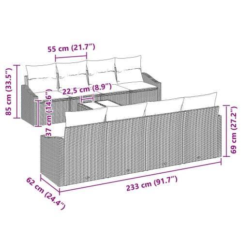 Vrtna garnitura - 7-dijelni set vrtnih sofa s jastučićima siva poli ratan Cijena