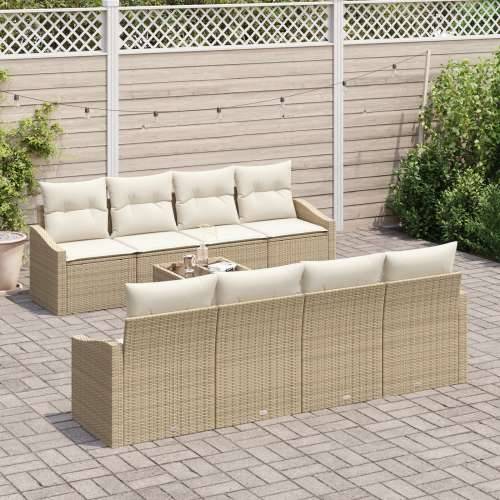 7-dijelni vrtni sofa set s jastučićima bež poli ratan Cijena