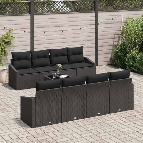 set od 7 dijelova vrtnih sofa s jastucima Crni Poli ratan Cijena