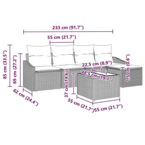 Set od 5 dijelova vrtnog namještaja s jastučićima crni poli ratan Cijena