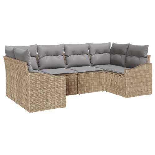 set od 6 vrtnih sofa s jastučićima Bež Poly ratan Cijena