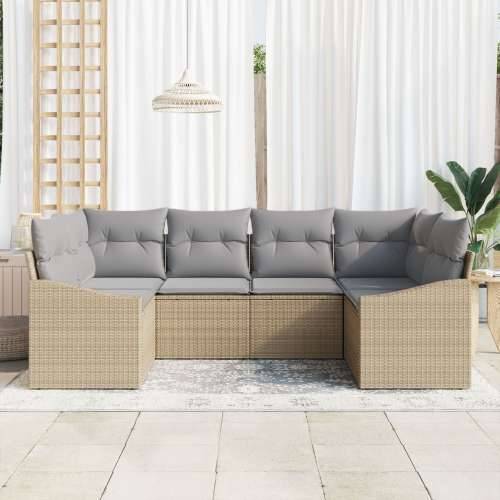 set od 6 vrtnih sofa s jastučićima Bež Poly ratan Cijena