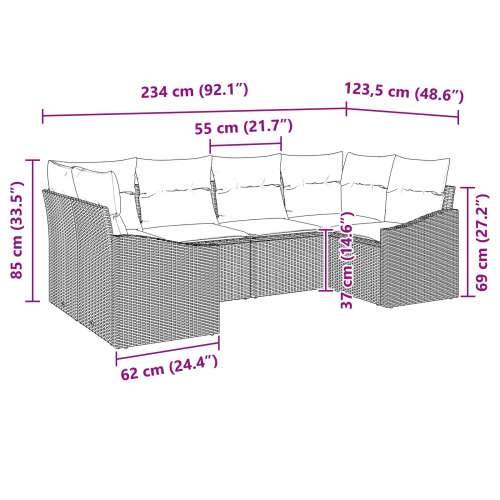 set od 6 vrtnih sofa s jastučićima Bež Poly ratan Cijena