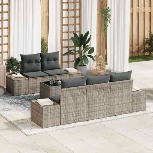 set od 6 dijelova vrtne sofa s jastučićima sivi poli ratan Cijena