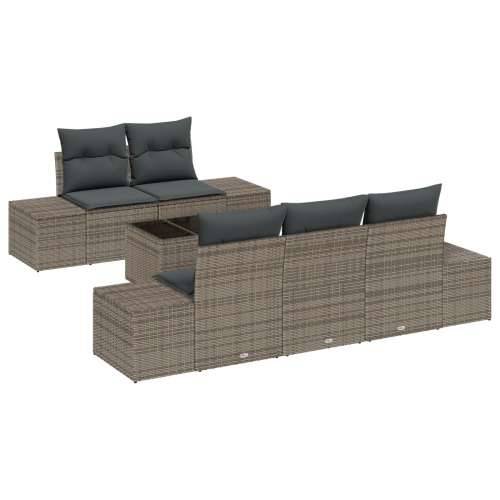set od 6 dijelova vrtne sofa s jastučićima sivi poli ratan Cijena