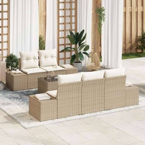 set od 6 vrtnih sofa s jastucima Bež poli ratan Cijena