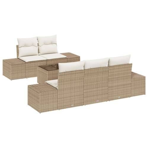 set od 6 vrtnih sofa s jastucima Bež poli ratan Cijena