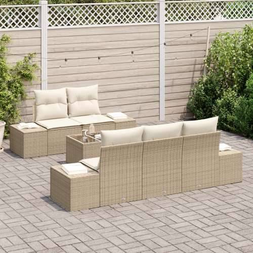 set od 6 vrtnih sofa s jastucima Bež poli ratan Cijena