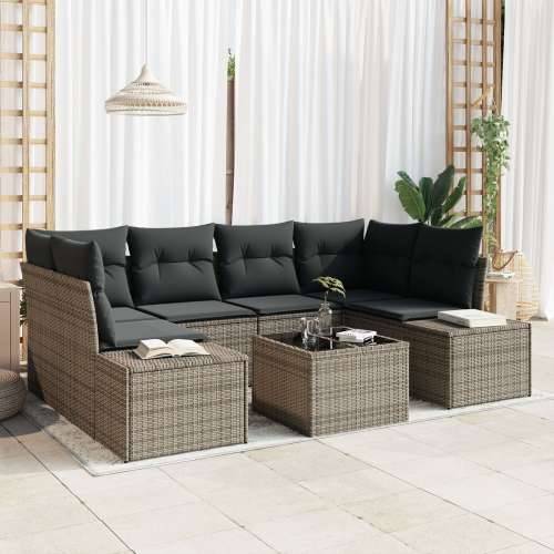 7-dijelni vrtni set sofa s jastučićima siva poly ratan Cijena
