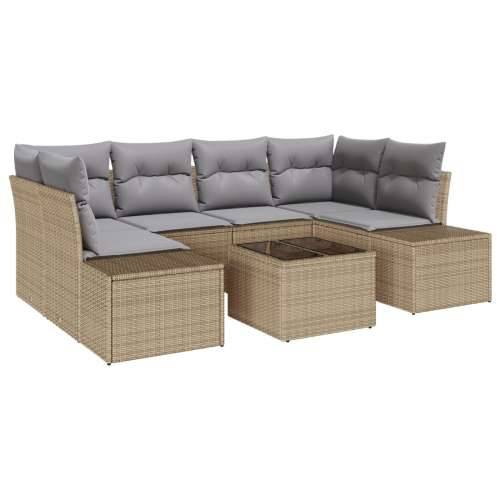 7-dijelni vrtni sofa set s jastučićima bež poliratan Cijena