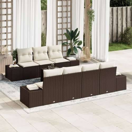 set vrtnih sofa od 8 komada s jastučićima smeđi poli ratan Cijena