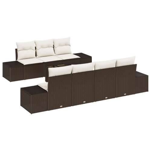 set vrtnih sofa od 8 komada s jastučićima smeđi poli ratan Cijena