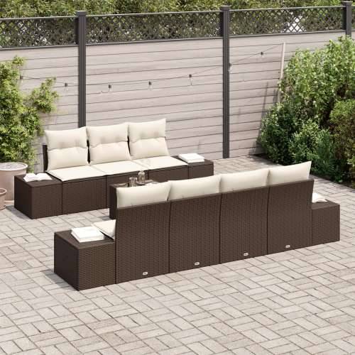 set vrtnih sofa od 8 komada s jastučićima smeđi poli ratan Cijena