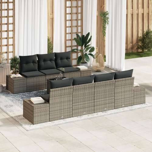 set od 8 vrtnih sofa s jastučićima siva poliratan Cijena