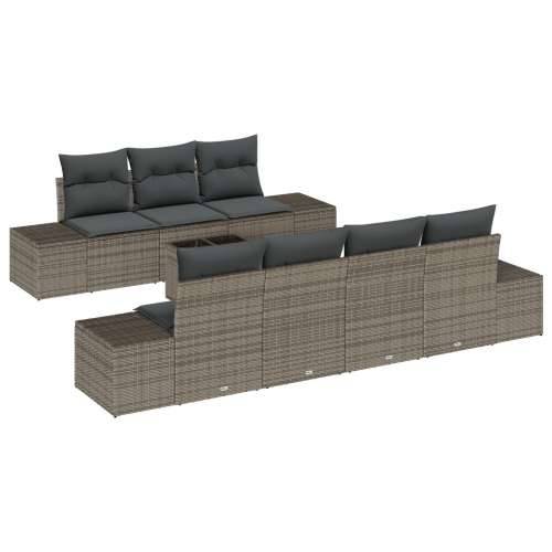 set od 8 vrtnih sofa s jastučićima siva poliratan Cijena